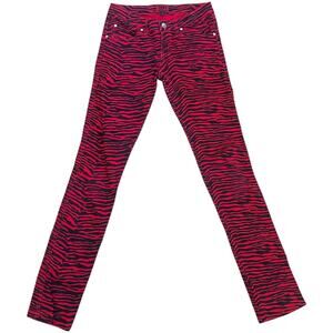 TRIPP NYC Red  & Black Zebra Striped Skinny Jeans Size 1 Punk Glam Goth